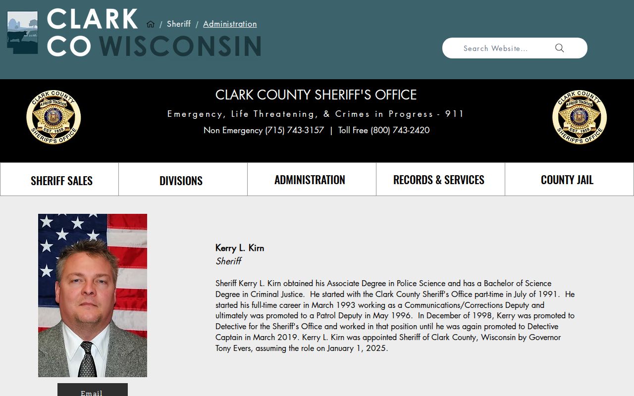 Clark County arrest search Sheriff administration page