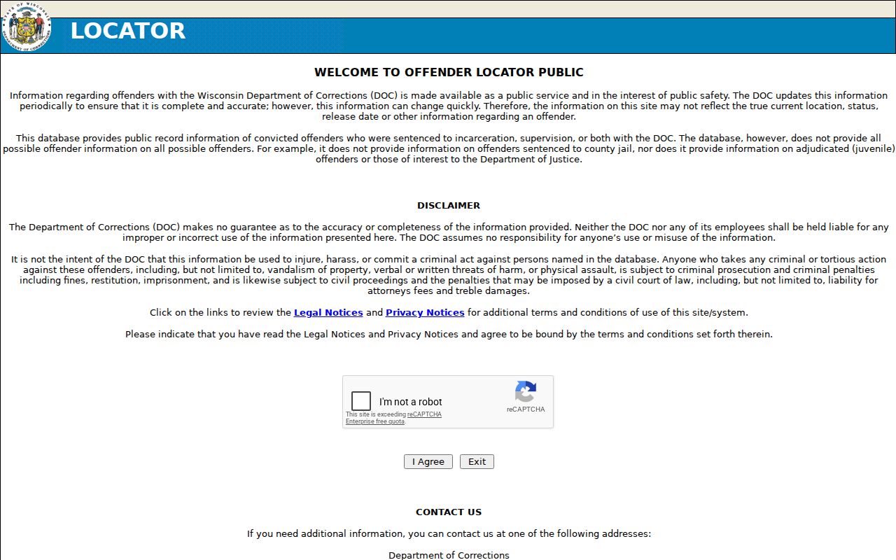 Clark County criminal records and Wisconsin DOC offender locator search