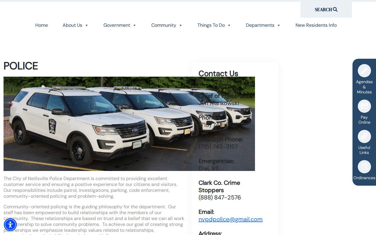 Clark County Neillsville criminal records police department source
