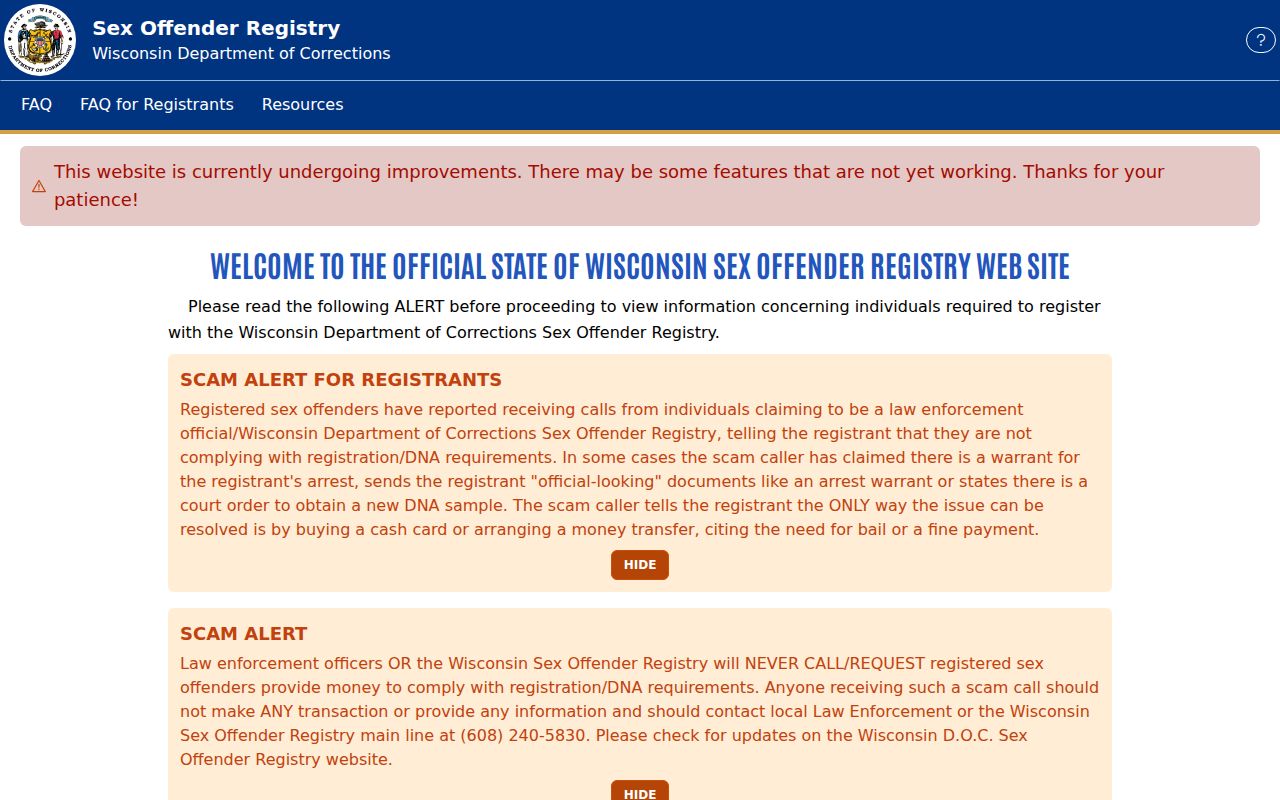 Clark County sex offender lookup Wisconsin WiStaySafe search